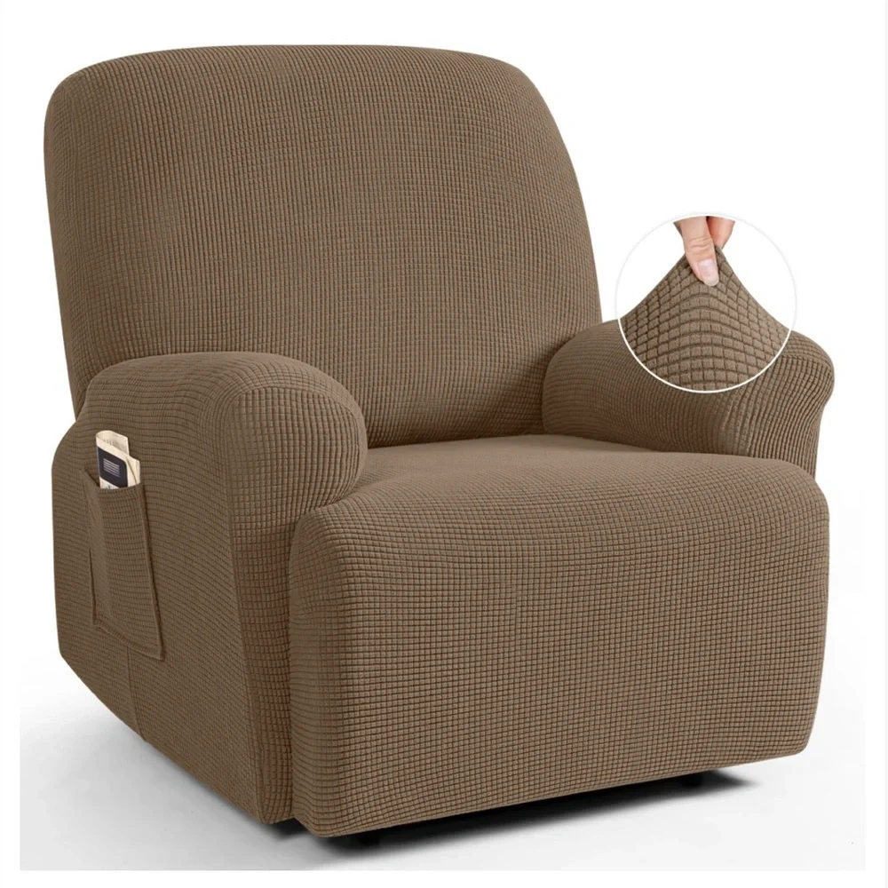 Oversized Recliner Slipcover Furniture Protector Jacquard Pattern-Brown